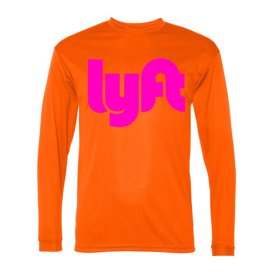 Men's Lyft pink Polyester Long Sleeve T-Shirt - Safety Orange
