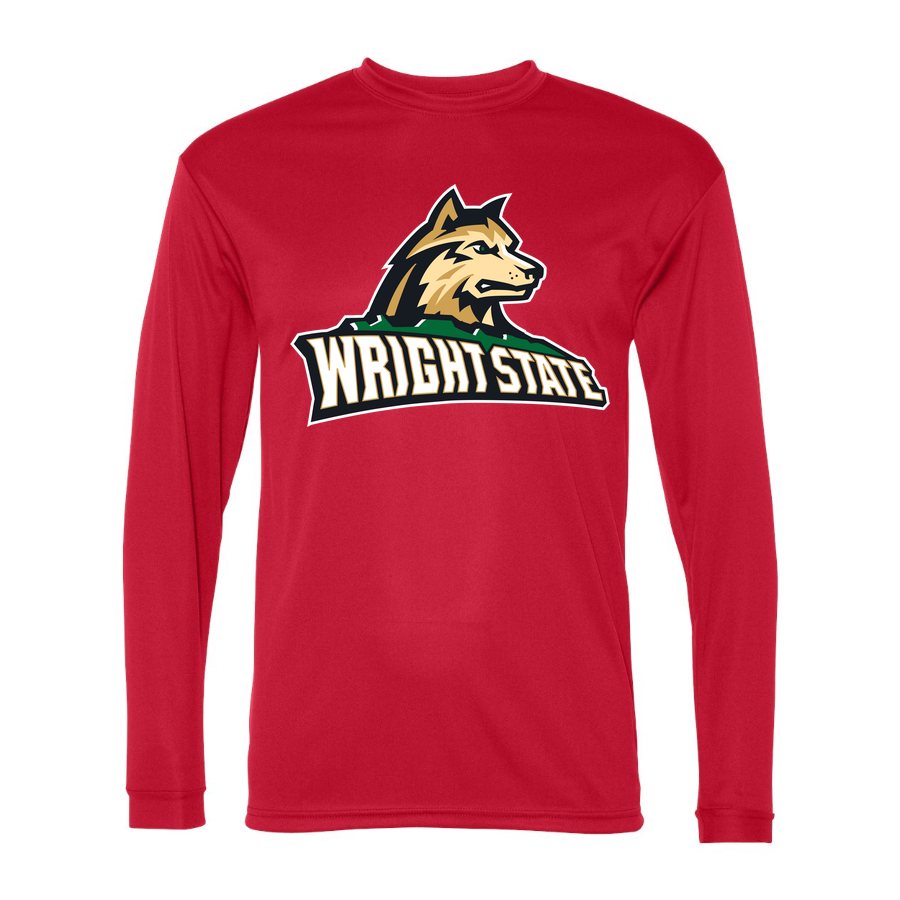 Men's Wright State Raiders Polyester Long Sleeve T-Shirt - Red