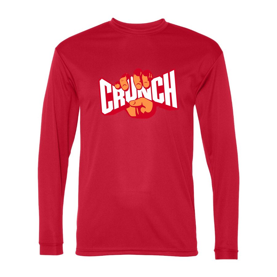 Men's Crunch Fitness Polyester Long Sleeve T-Shirt - Red