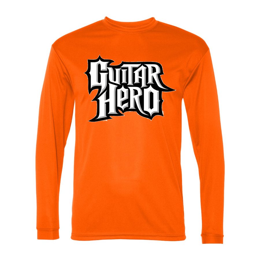 Men's Guitar Hero Polyester Long Sleeve T-Shirt - Safety Orange