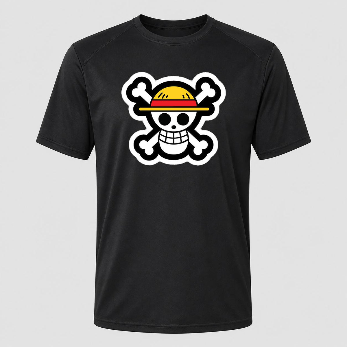 Men's Straw Hat Luffy Performance T-Shirt - Black