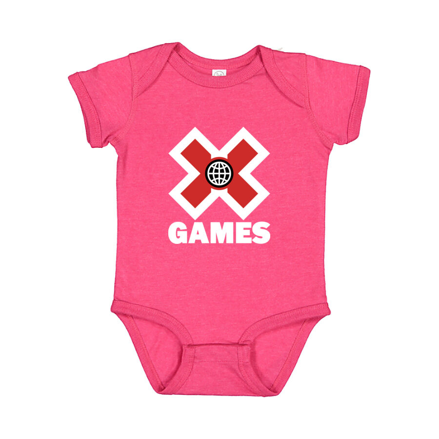 X Games White Logo Baby Romper Onesie - Pink