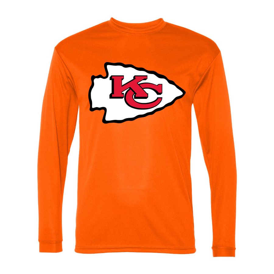 Men's Kansas City Chiefs Polyester Long Sleeve T-Shirt - Safety Orange