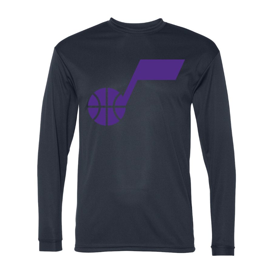 Men's Utah Jazz Polyester Long Sleeve T-Shirt - Navy