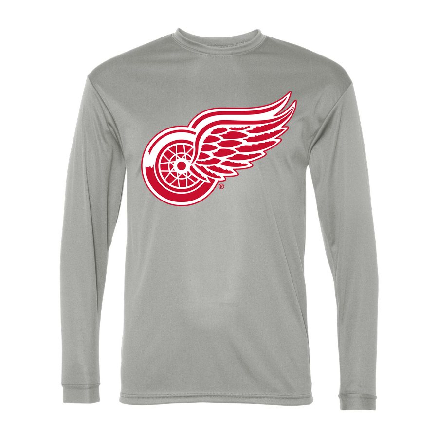 Men's Detroit Red Wings Polyester Long Sleeve T-Shirt - Silver