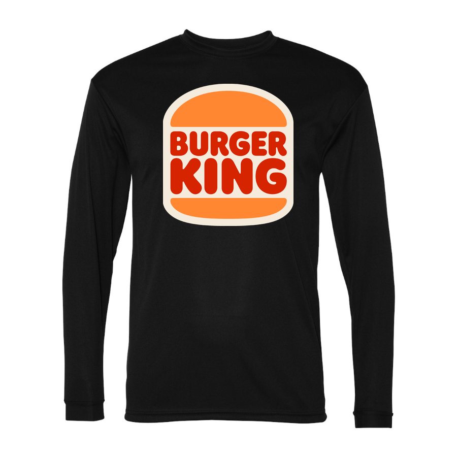 Men's Burger King Polyester Long Sleeve T-Shirt - Black