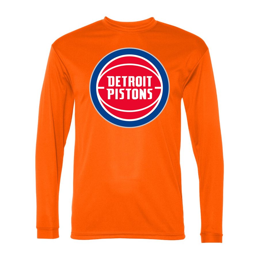 Men's Detroit Pistons Polyester Long Sleeve T-Shirt - Safety Orange