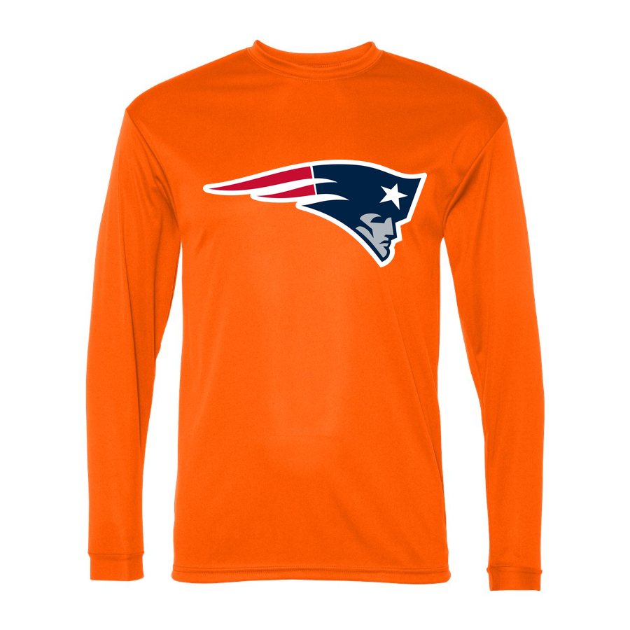 Men's New England Patriots Polyester Long Sleeve T-Shirt - Safety Orange