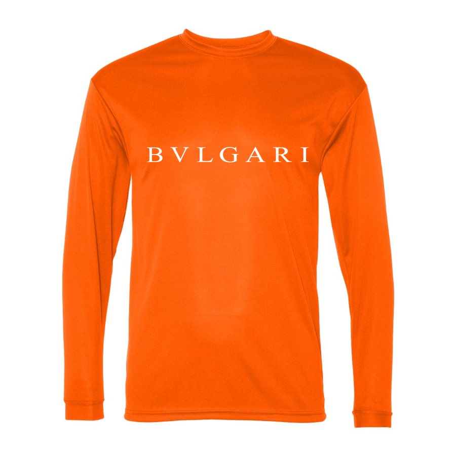Men's Bvlgari white Polyester Long Sleeve T-Shirt - Safety Orange