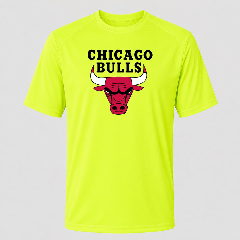 Men's Chicago Bulls Black Performance T-Shirt - Safety Green
