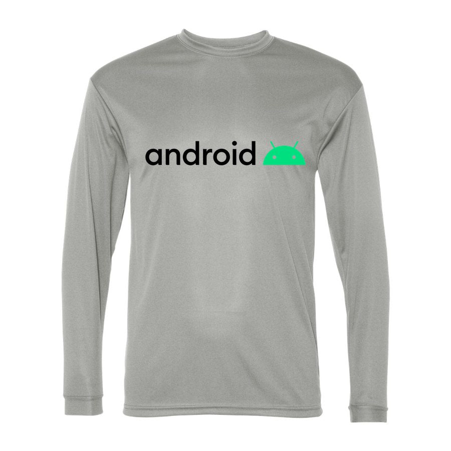 Men's Android Polyester Long Sleeve T-Shirt - Silver
