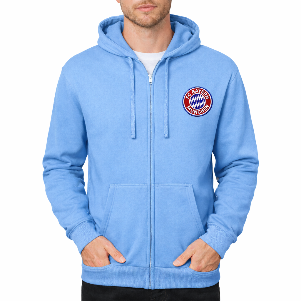 Men's FC Bayern Munich Soccer Zipper Hoodie - Sky Blue