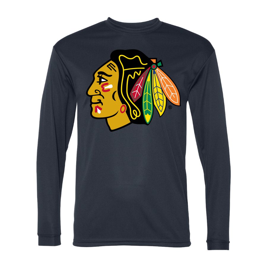 Men's Chicago Blackhawks Polyester Long Sleeve T-Shirt - Navy