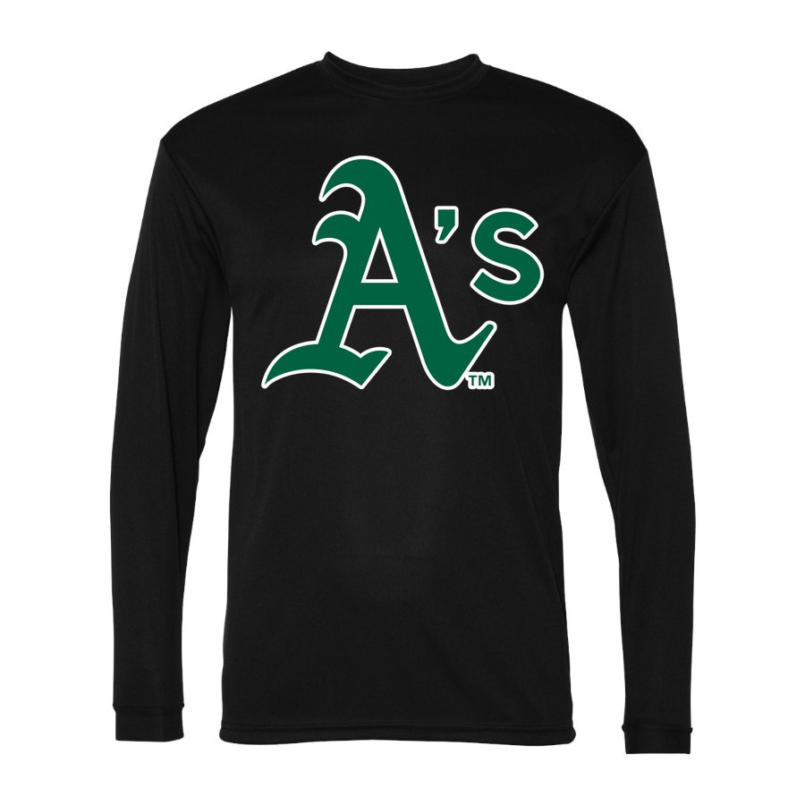 Men's Oakland Athletics Polyester Long Sleeve T-Shirt - Black