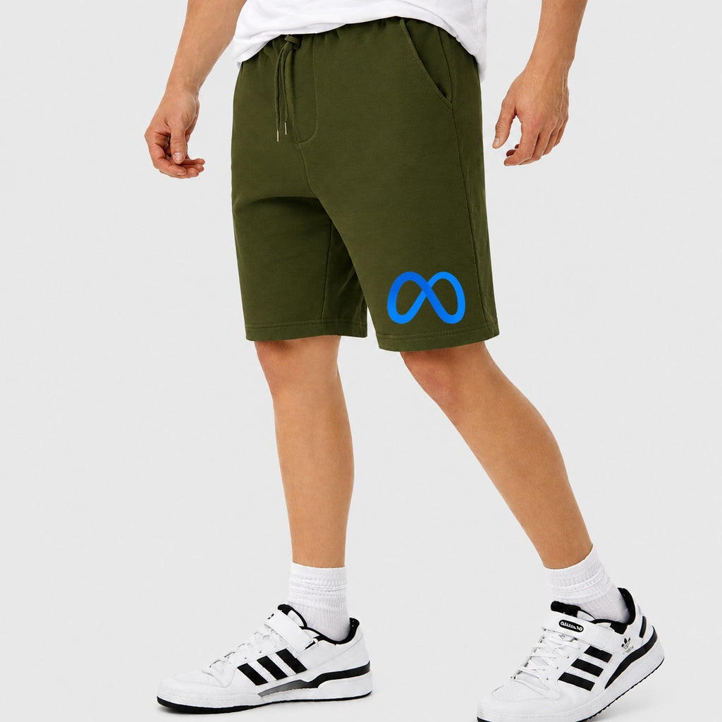 Men's Meta Logo Cotton Shorts - Army Green