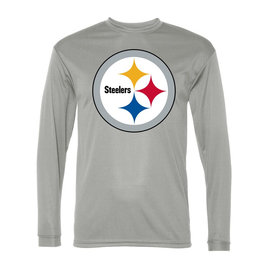 Men's Pittsburgh Steelers Polyester Long Sleeve T-Shirt - Silver