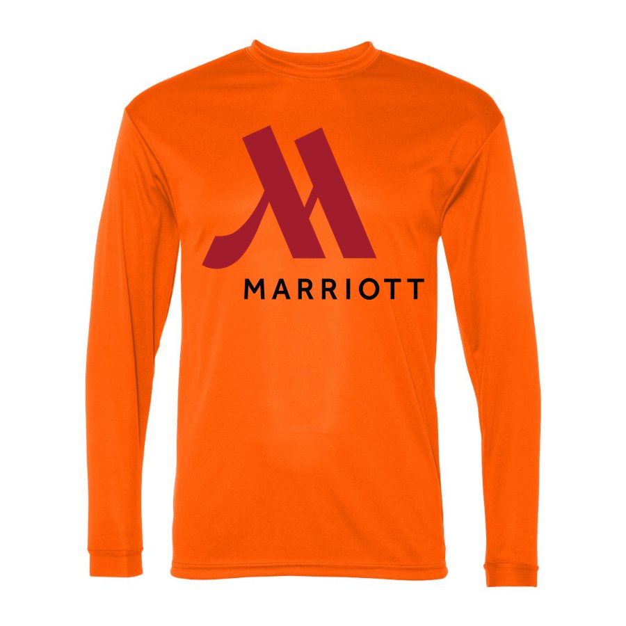 Men's Marriott Polyester Long Sleeve T-Shirt - Safety Orange