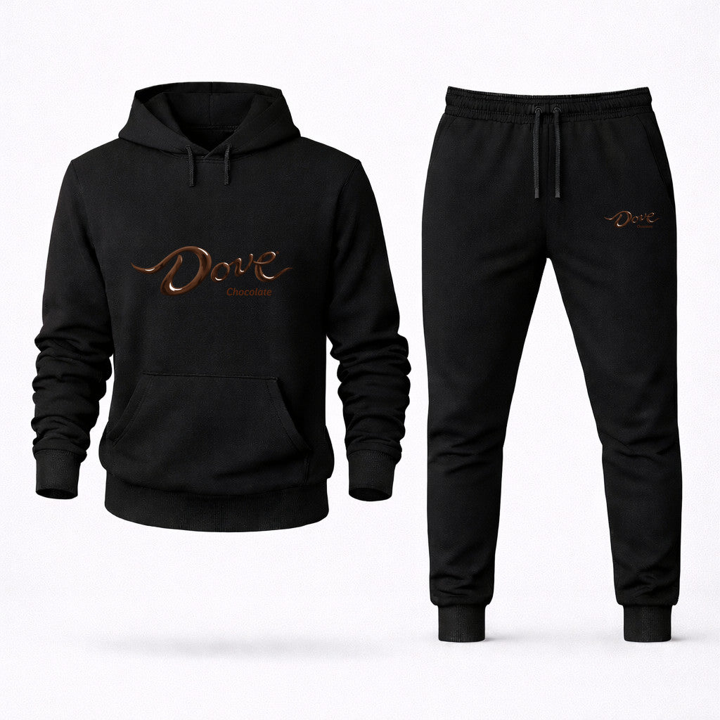 Dove Chocolate Hoodie and Joggers Set - Black