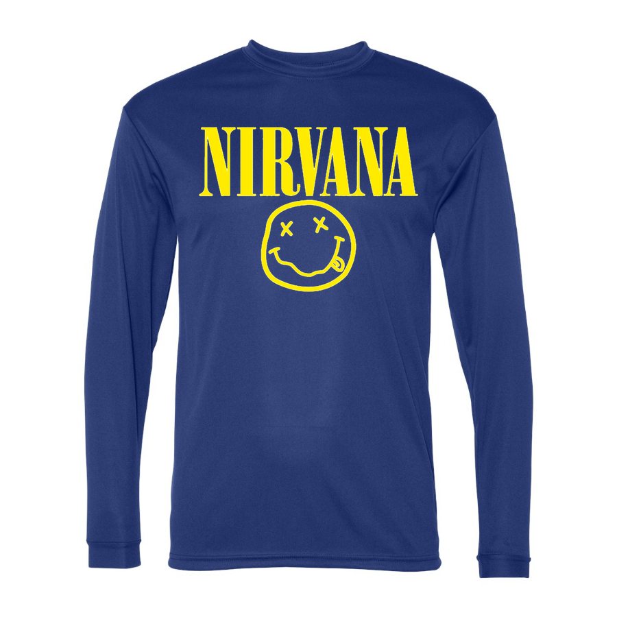 Men's Nirvana Polyester Long Sleeve T-Shirt - Royal Blue