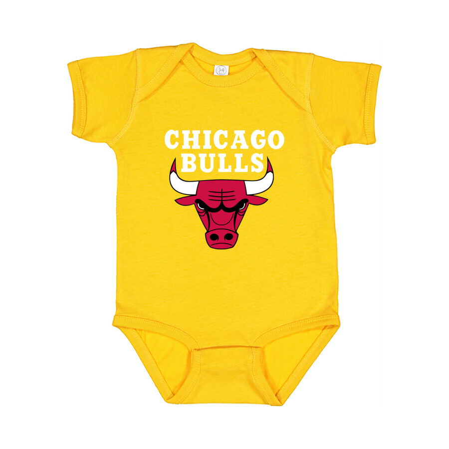 Chicago Bulls White Logo Baby Romper Onesie - Yellow