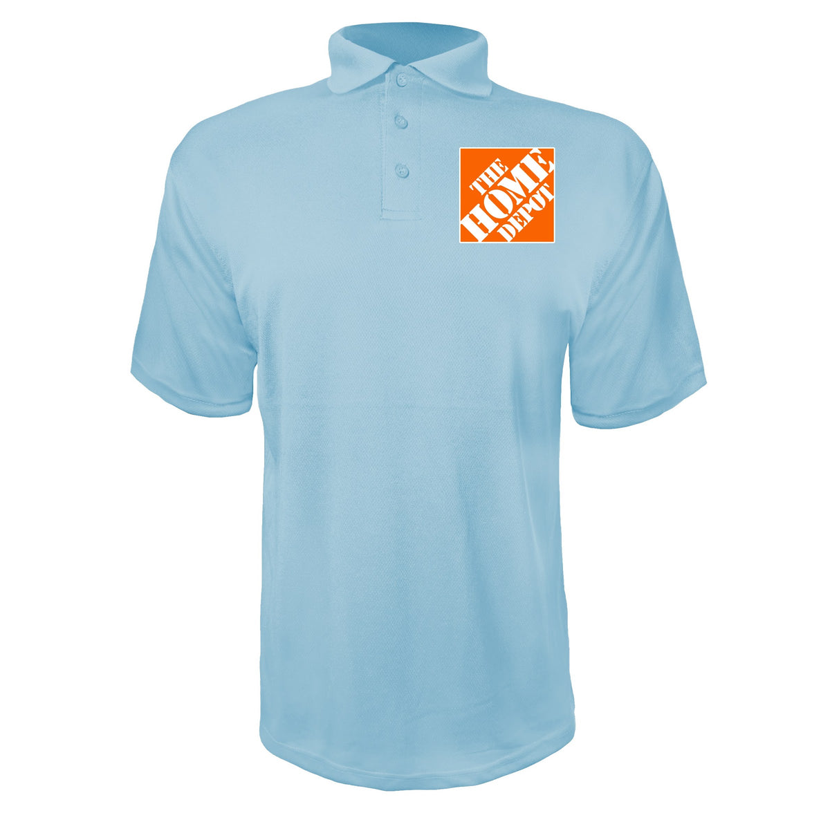 The Home Depot men's polyester polo in Sky Blue