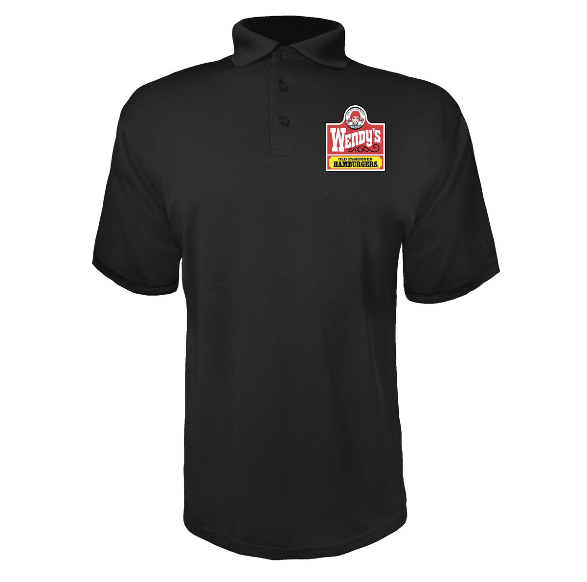 Wendys men's polyester polo in Black