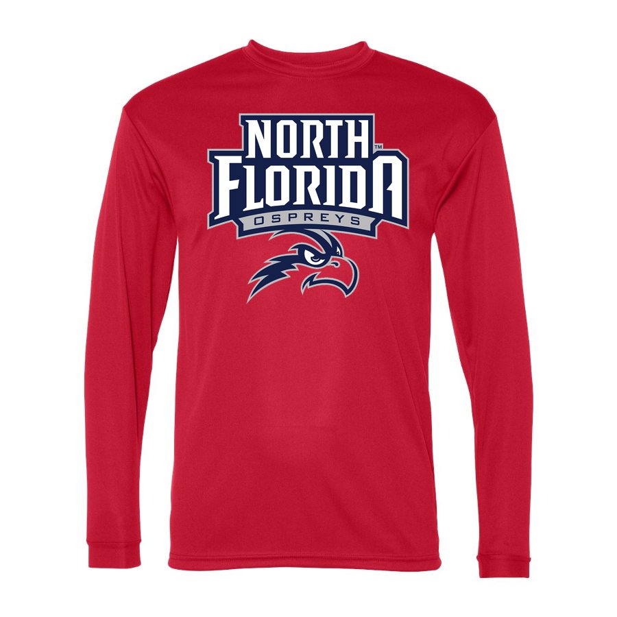 Men's UNF Ospreys Polyester Long Sleeve T-Shirt - Red