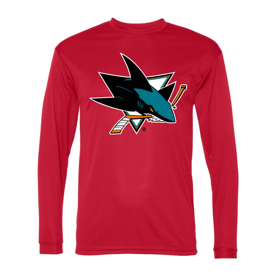 Men's San Jose Sharks Polyester Long Sleeve T-Shirt - Red