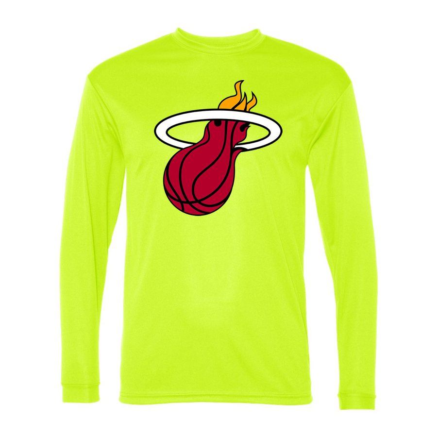 Men's Miami Heat Polyester Long Sleeve T-Shirt - Safety Yellow