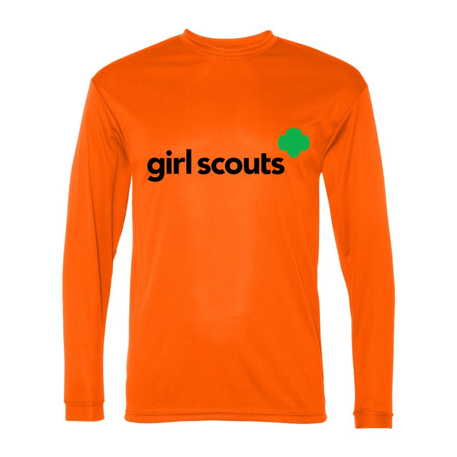 Men's Girl Scout Polyester Long Sleeve T-Shirt - Safety Orange
