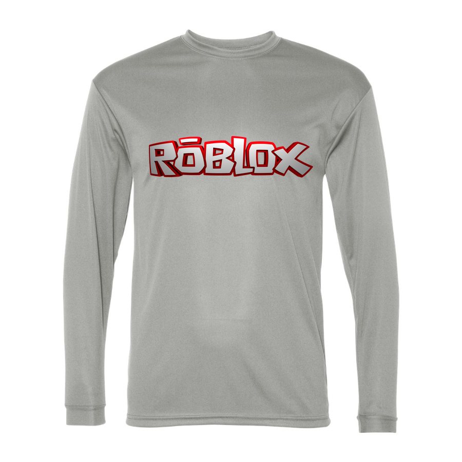 Men's Roblox Polyester Long Sleeve T-Shirt - Silver