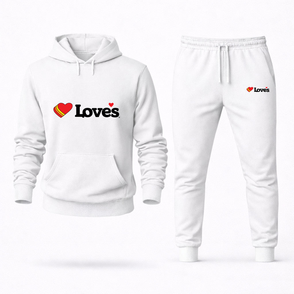Love's Travel Stops Hoodie and Joggers Set - White