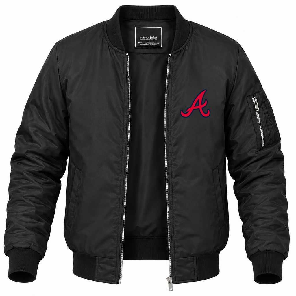 Men's Atlanta Braves Lightweight Bomber Jacket - Black
