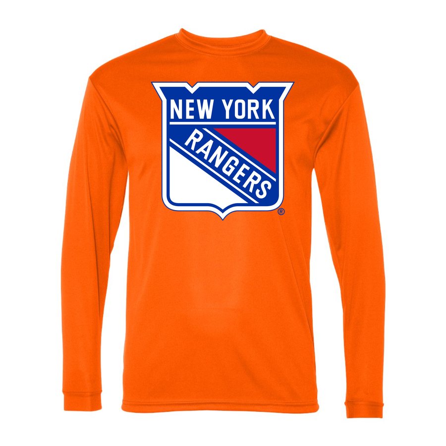 Men's New York Rangers Polyester Long Sleeve T-Shirt - Safety Orange