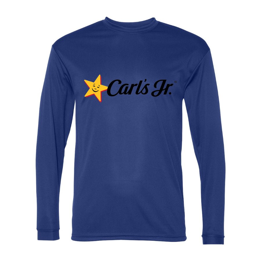 Men's Carl's Jr. Polyester Long Sleeve T-Shirt - Royal Blue
