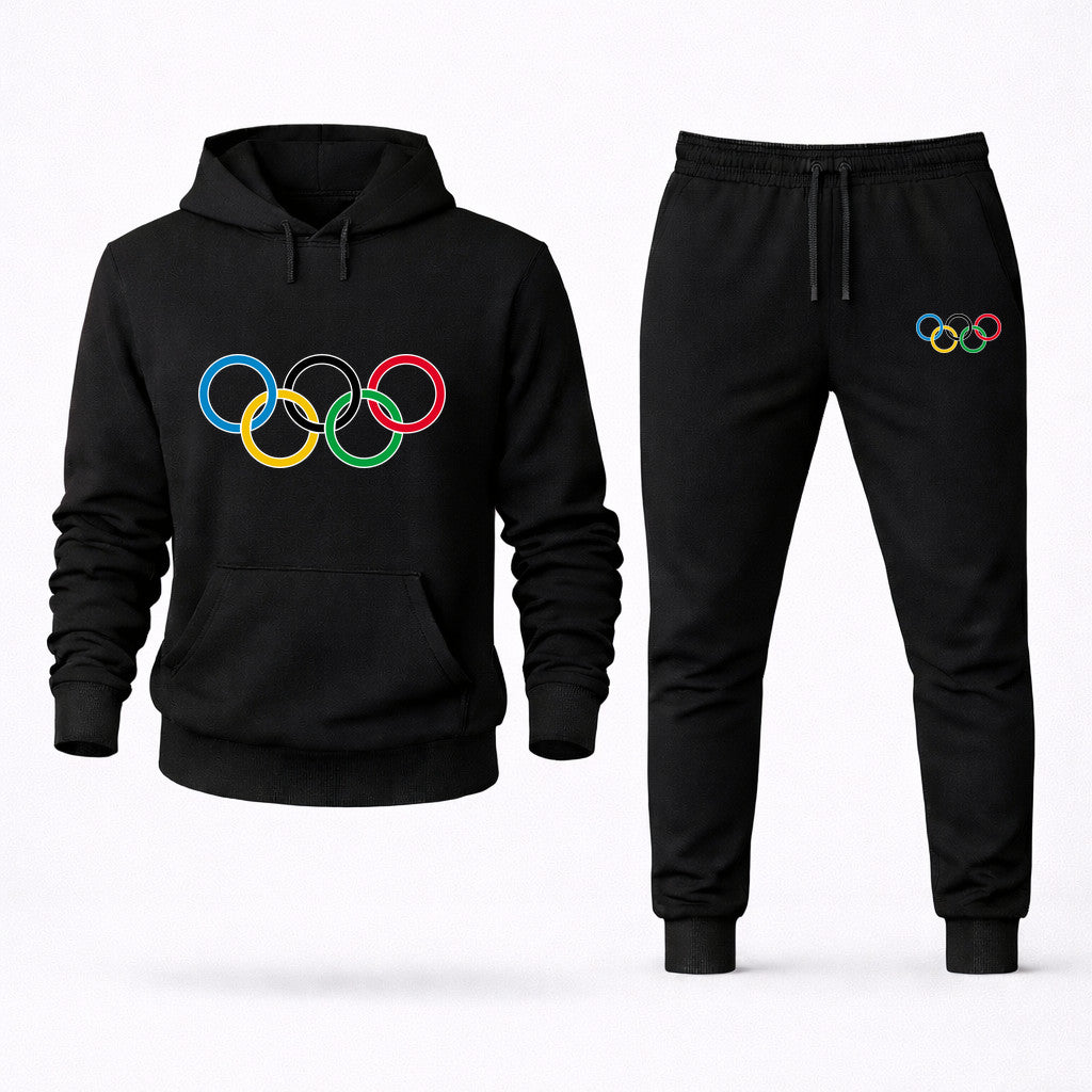 Olympic Ring Black Hoodie and Joggers Set - Black