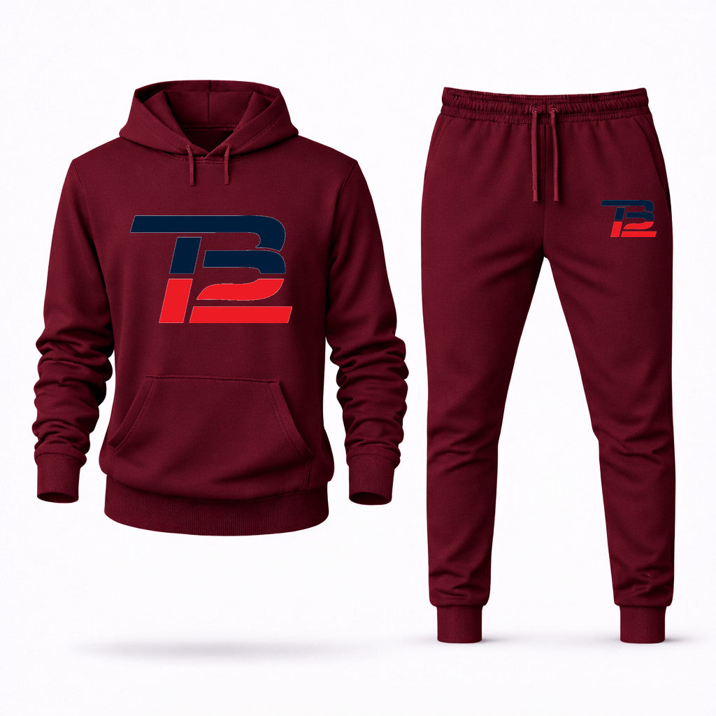 Tom Brady 12 Hoodie and Joggers Set - Burgundy