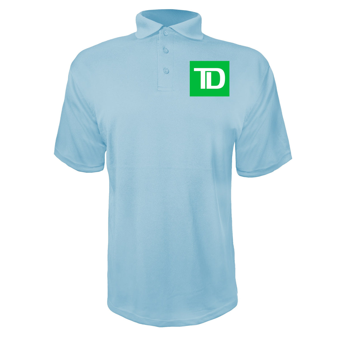 TD Bank men's polyester polo in Sky Blue
