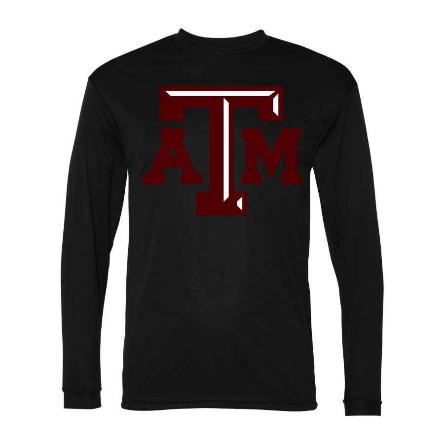 Men's Texas A&M University Polyester Long Sleeve T-Shirt - Black