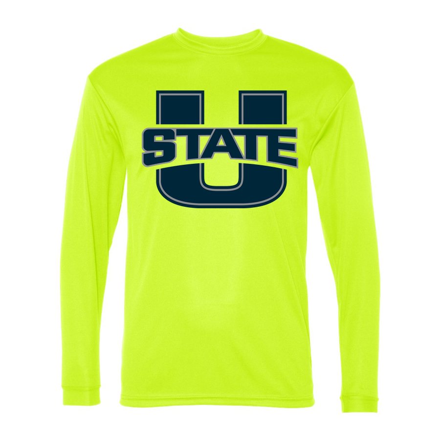 Men's Utah State Aggies Polyester Long Sleeve T-Shirt - Safety Yellow