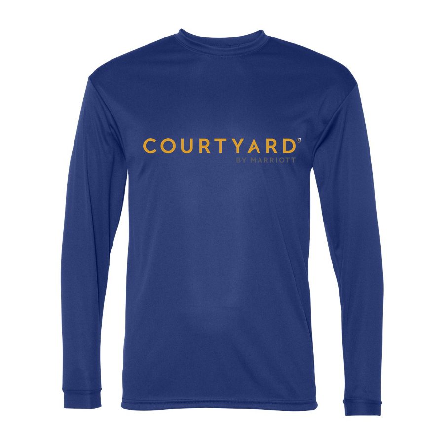 Men's Courtyard Polyester Long Sleeve T-Shirt - Royal Blue