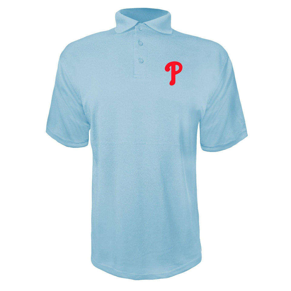 Men's Philadelphia Phillies Polyester Polo - Sky Blue