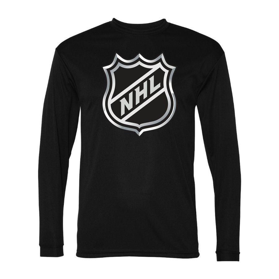 Men's NHL Shield Polyester Long Sleeve T-Shirt - Black