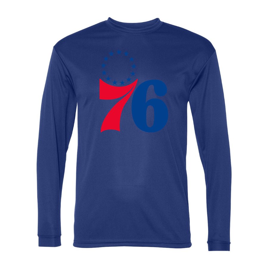 Men's Philadelphia 76ers Polyester Long Sleeve T-Shirt - Royal Blue