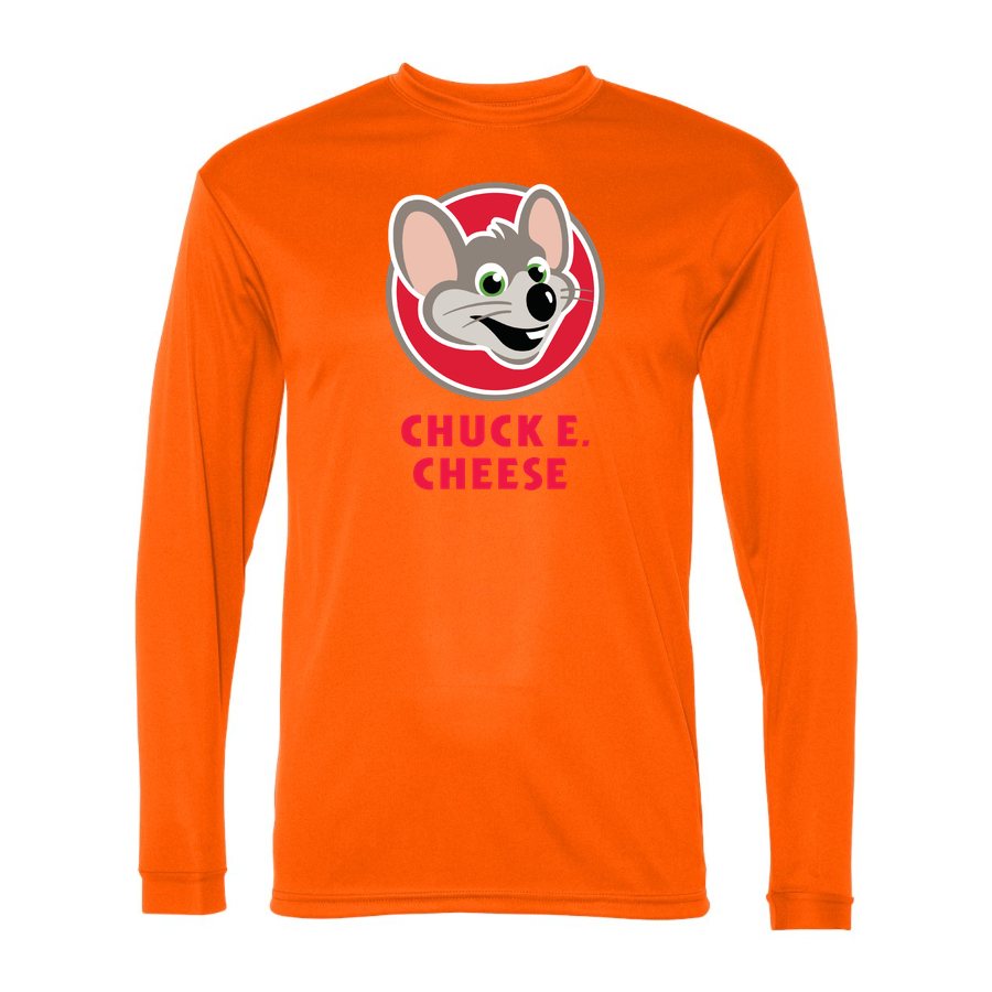 Men's Chuck E. Cheese Polyester Long Sleeve T-Shirt - Safety Orange