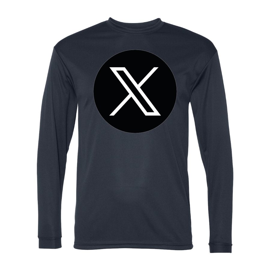 Men's Twitter X Polyester Long Sleeve T-Shirt - Navy