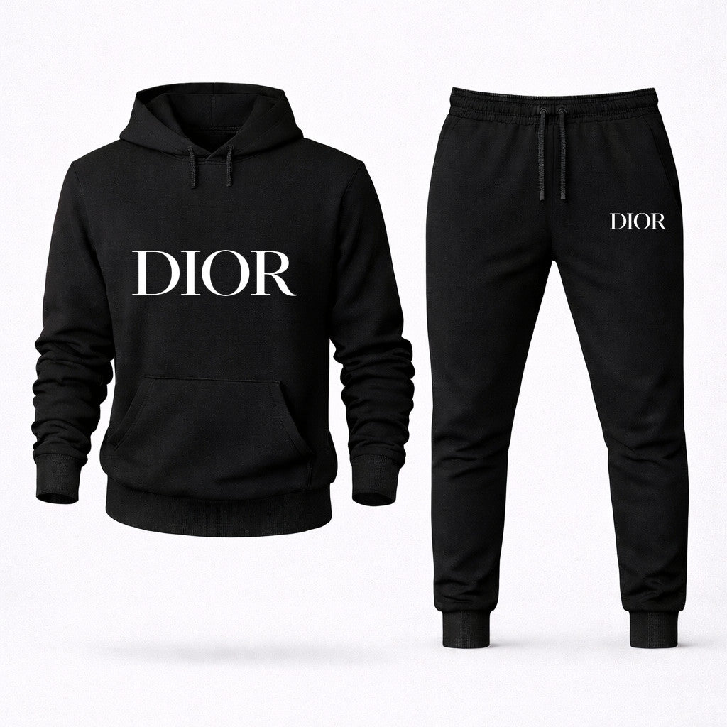 Dior White Hoodie and Joggers Set - Black