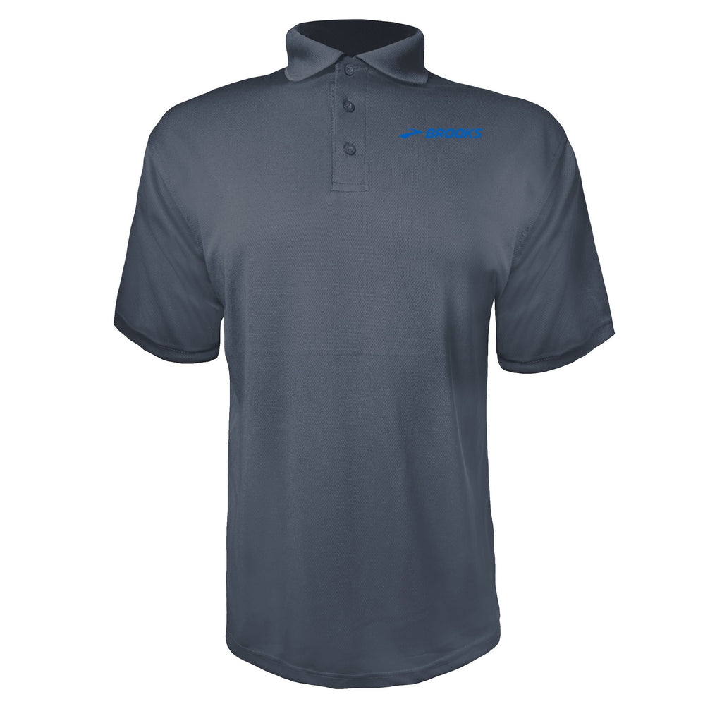 Brooks men's polyester polo in Charcoal