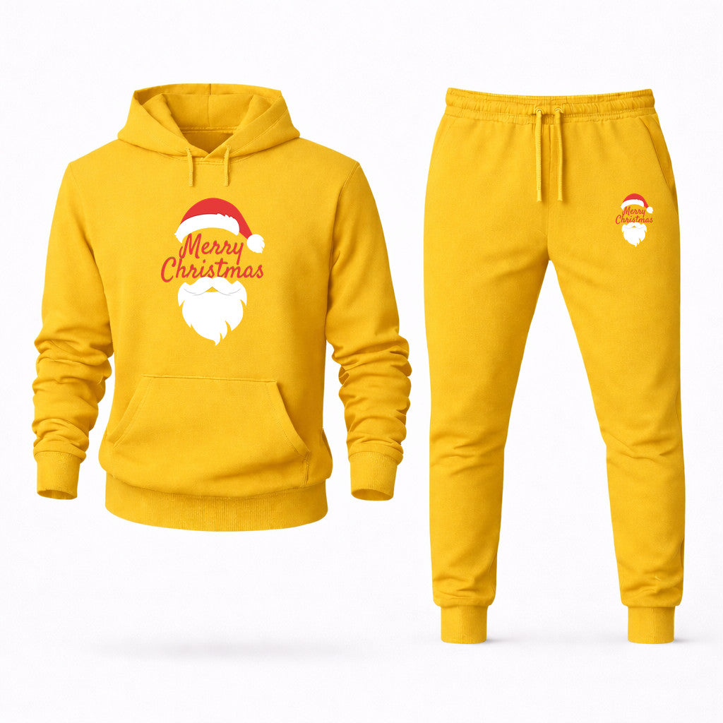 Merry Christmas Santa Claus Hoodie and Joggers Set - Yellow