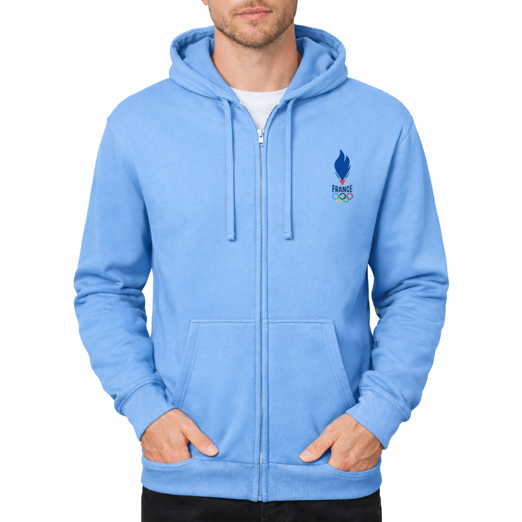 Men's France 2024 Zipper Hoodie - Sky Blue